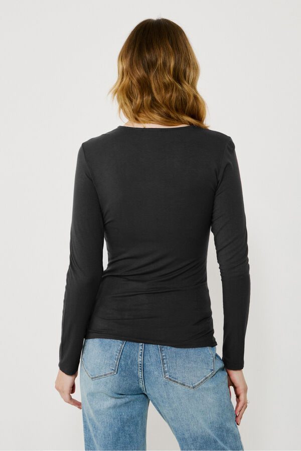 Vila Top de manga larga con detalle drapeado Negro