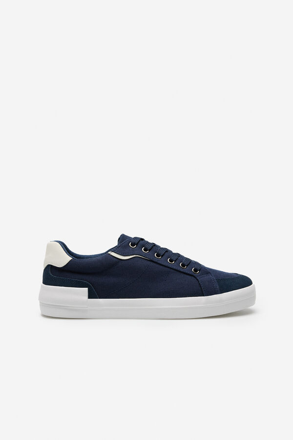 Cortefiel Zapatilla textil y piel Azul marino