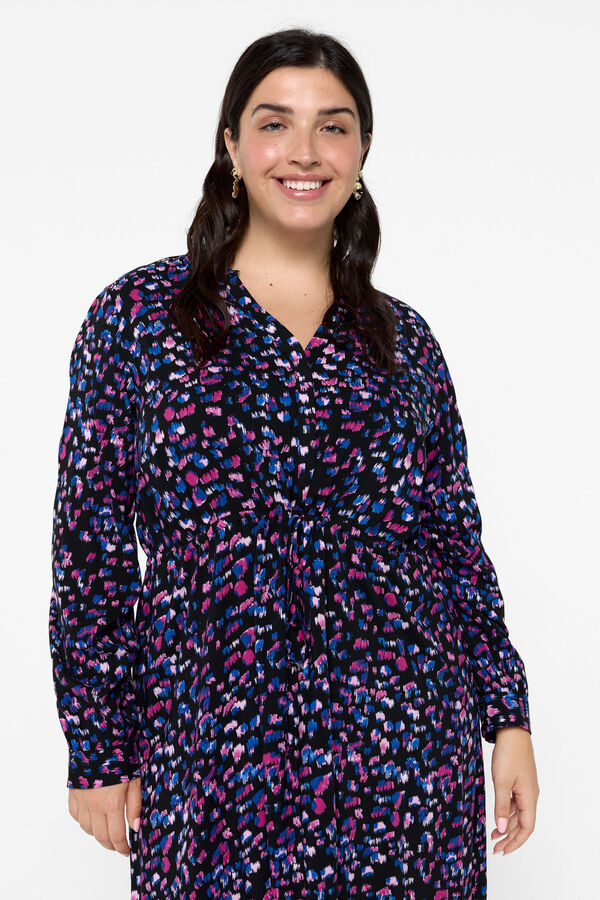 Evoked by Vila Vestido curto curvil&iacute;neo manga comprida Preto