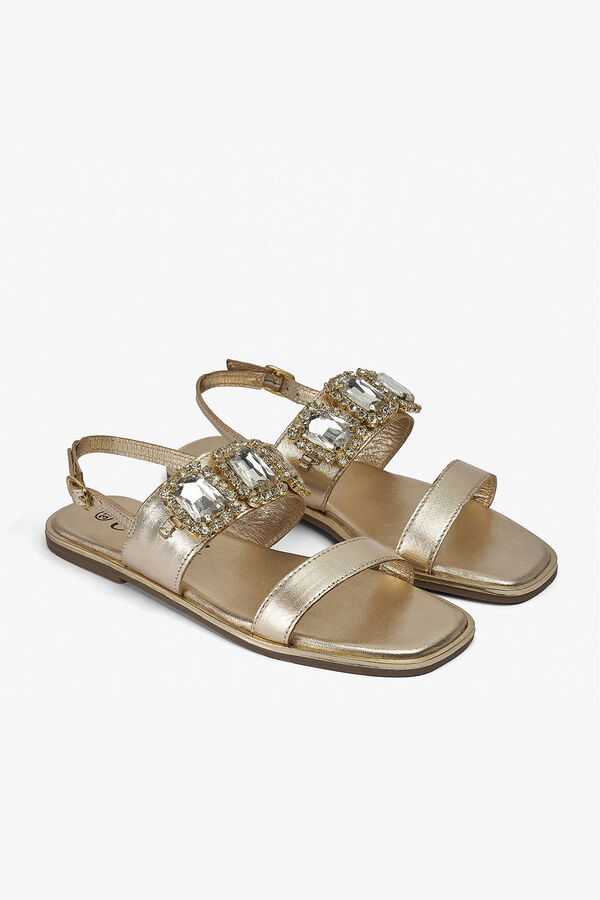 Cupl&eacute; Sandalia joya piel oro Amarillo