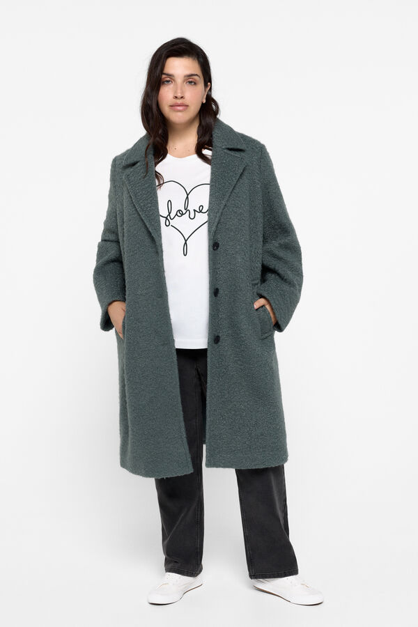 Vero Moda Curve Abrigo efecto astracan talla grande Verde oscuro