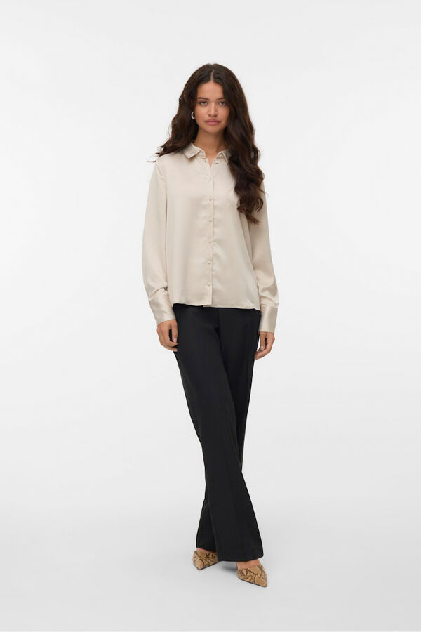 Vero Moda Camisa de cetim lisa Tostado