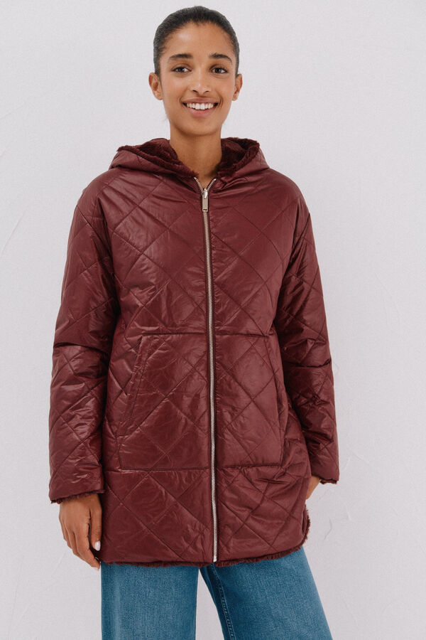 Cortefiel Anorak acolchado reversible efecto pelo Vino