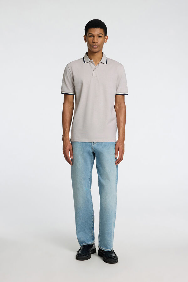 Selected Polo manga curta piqu&eacute; Cinzento