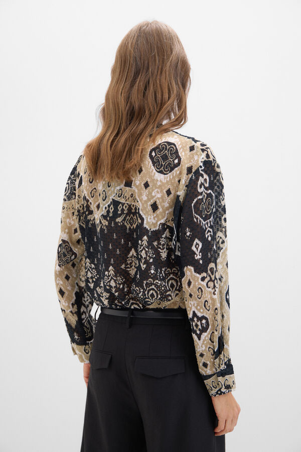 Cortefiel Blusa estampada tejido textura Estampado blanco