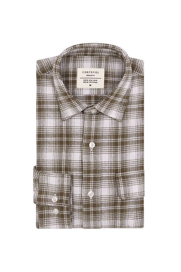 Cortefiel Camisa de flanela com padr&atilde;o de xadrez Verde