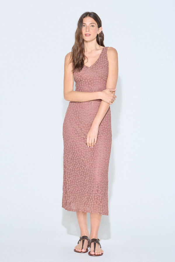 Slowlove Vestido estructura flores Naranja