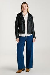 Vila Casaco motard em pele sint&eacute;tica Preto