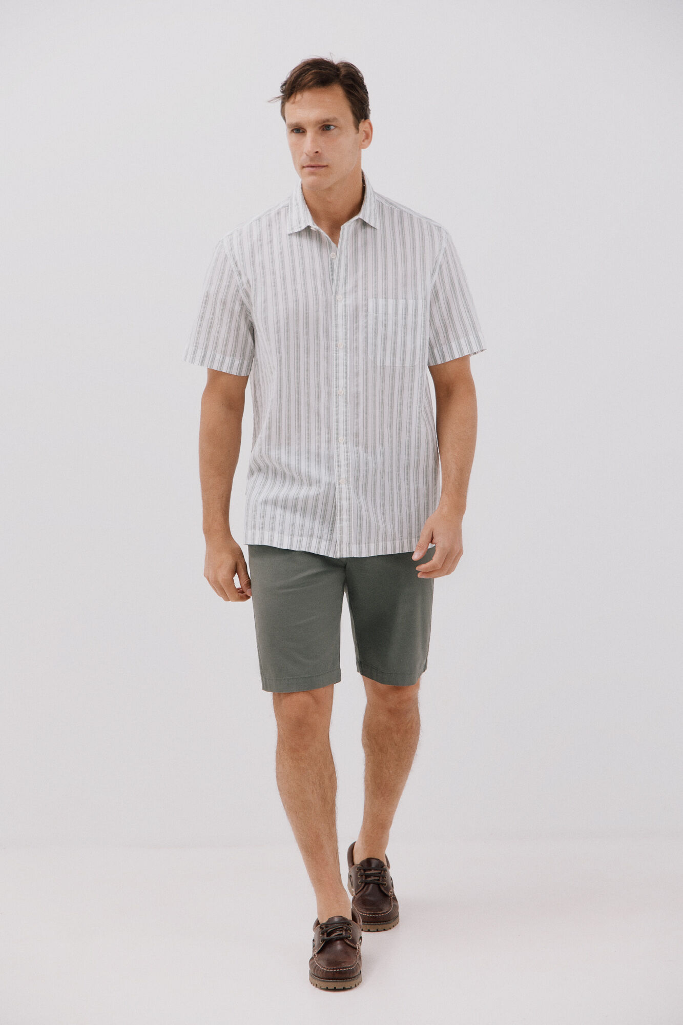 Cortefiel Camisa riscas de manga curta