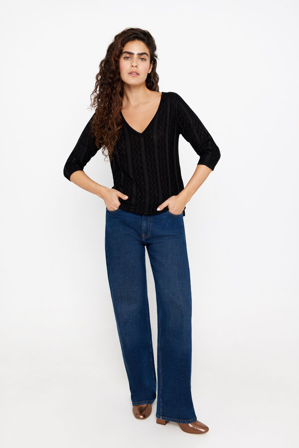 Cortefiel Jersey hilo metalizado Negro