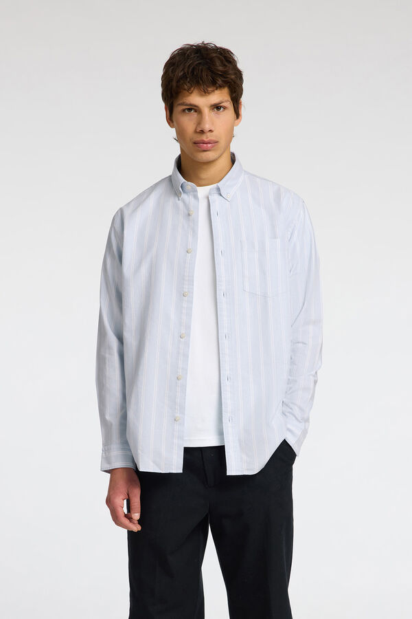 Selected Camisa de manga comprida com bolso 100% algodão Azul