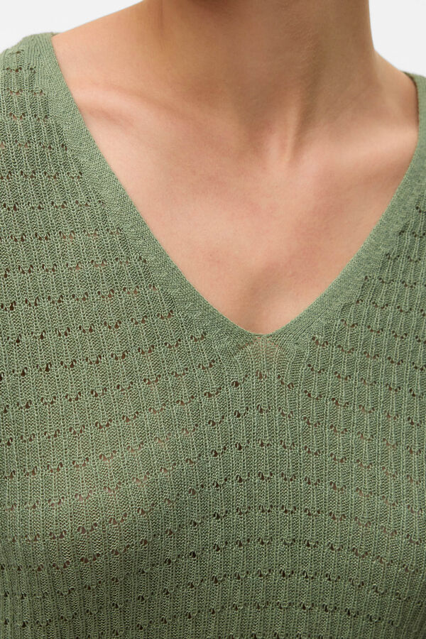 Vero Moda Jersey de punto fino con estructura Verde oscuro
