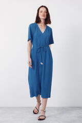 Cortefiel Vestido estruturado com cinto Azul