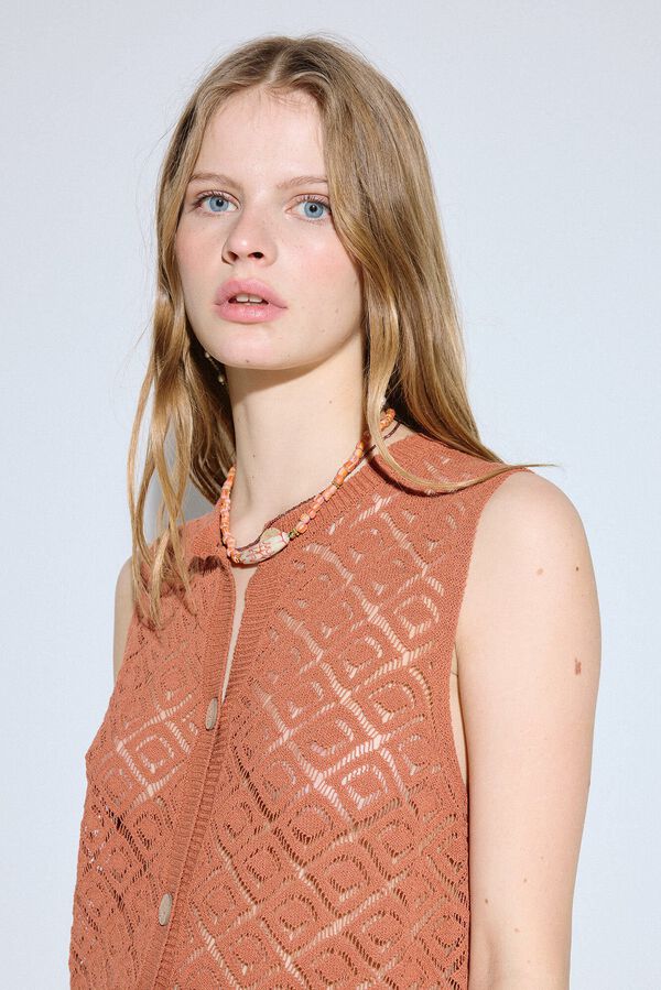 Slowlove Colete longo de malha Laranja