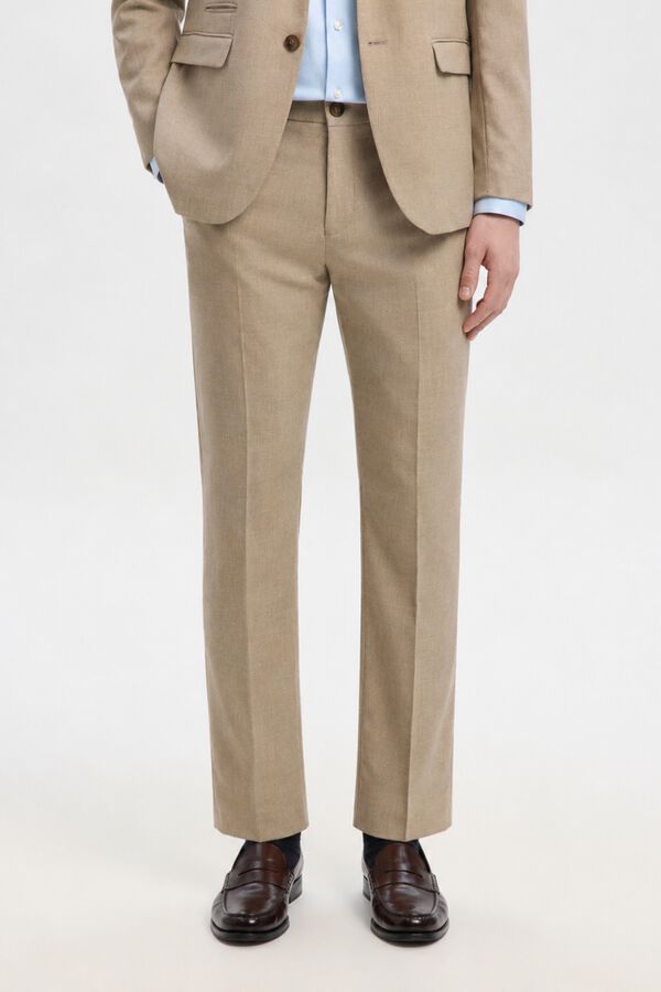 Selected Cal&ccedil;as de fato Slim Fit Castanho