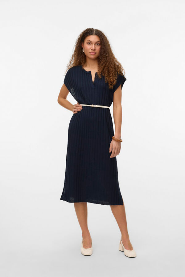 Vero Moda Vestido midi canal&eacute; Azul marino