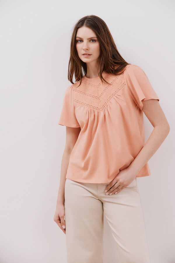 Cortefiel Camisola combinada bordada Vermelho