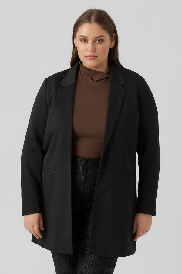 Vero Moda Curve Blazer manga larga con bolsillos talla grande Negro