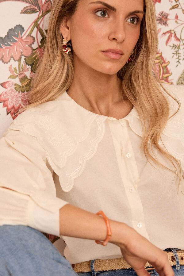 Pol&iacute;n Et Moi Camisa gola &iacute;ris Tostado