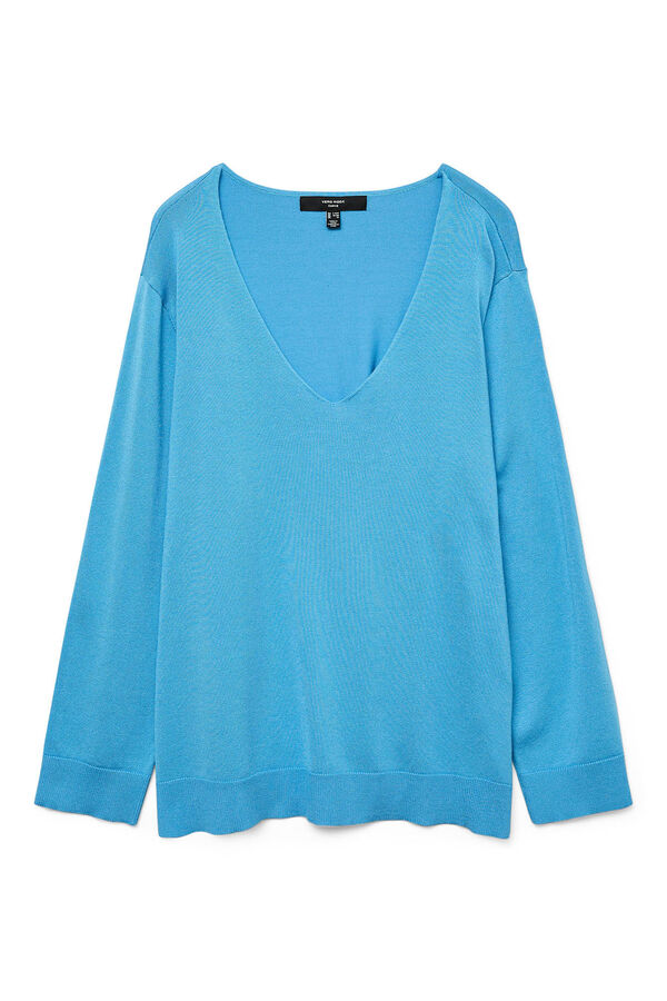 Vero Moda Curve Jersey de cuello pico talla grande Azul