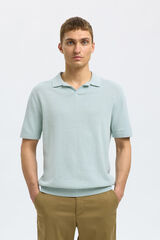 Selected Polo de punto con cuello abierto Azul