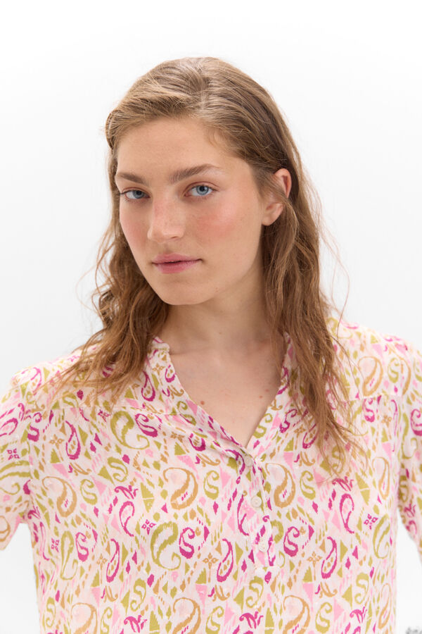 Cortefiel Blusa plumetti cuello mao Multicolor