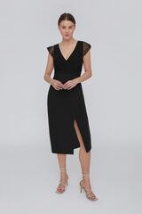 Vila Vestido midi con encaje Negro