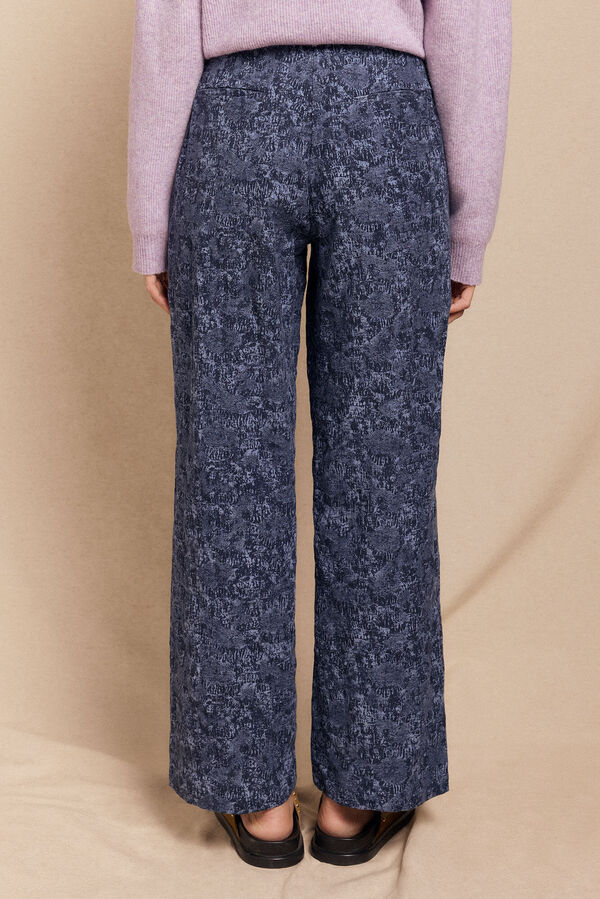 Slowlove Pantal&oacute;n de jaquard con pinzas Azul marino