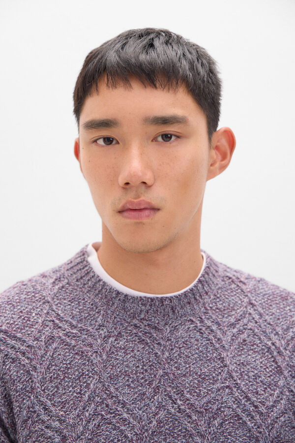 Cortefiel Su&eacute;ter de l&atilde; tran&ccedil;ada com diamantes com gola caixa Granada