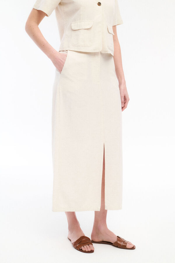 Vila Falda midi cintura alta Marrón