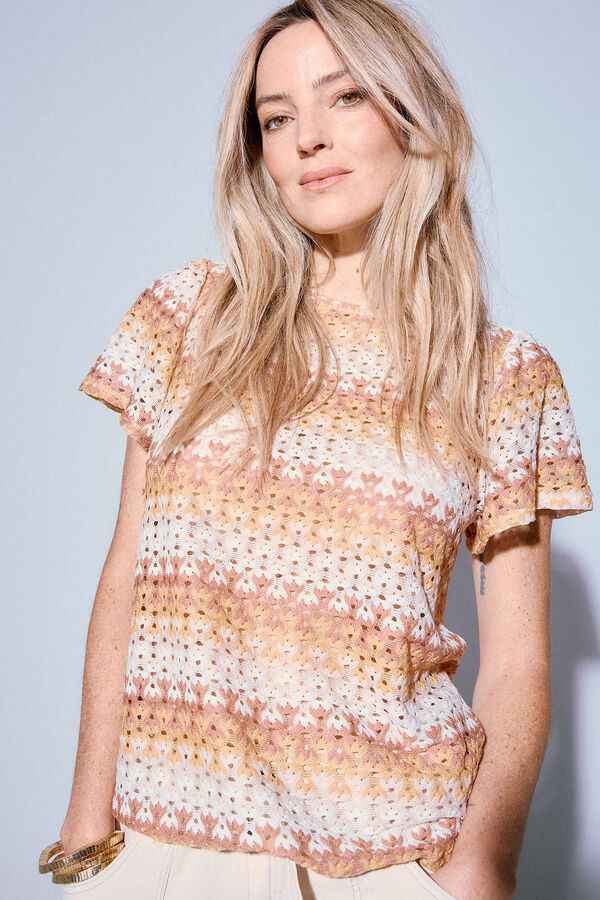 Slowlove Top estruturado de manga curta Multicolorido