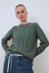 Object Jersey trenzas b&aacute;sico Verde oscuro