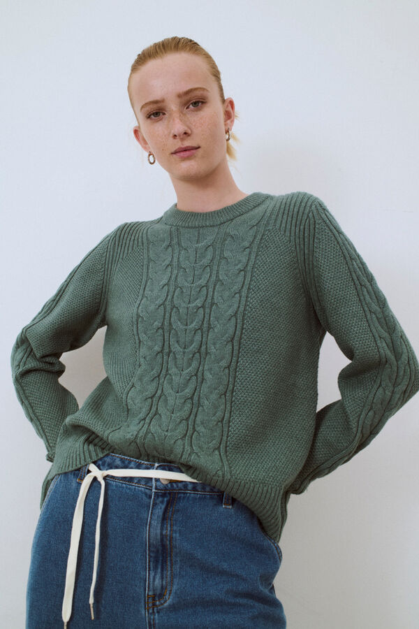 Object Jersey trenzas b&aacute;sico Verde oscuro