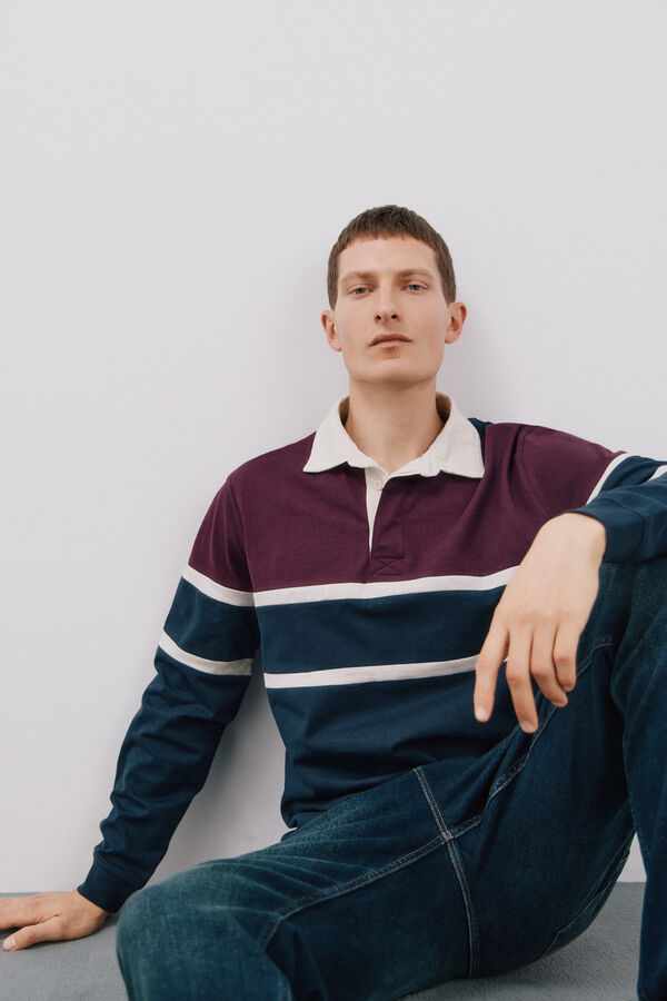 Cortefiel Polo rugby bloques Azul marino