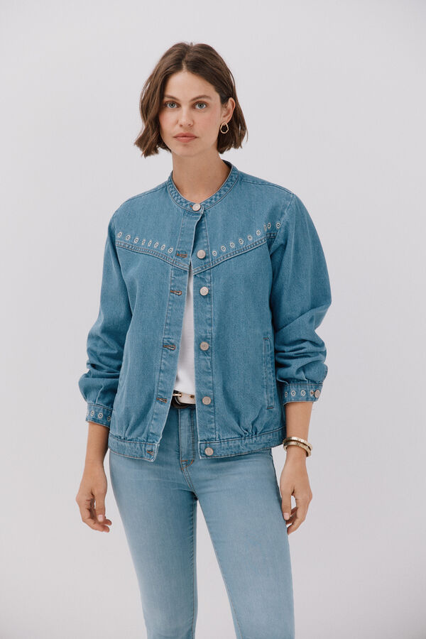 Cortefiel Cazadora Vaquera bordada Azul