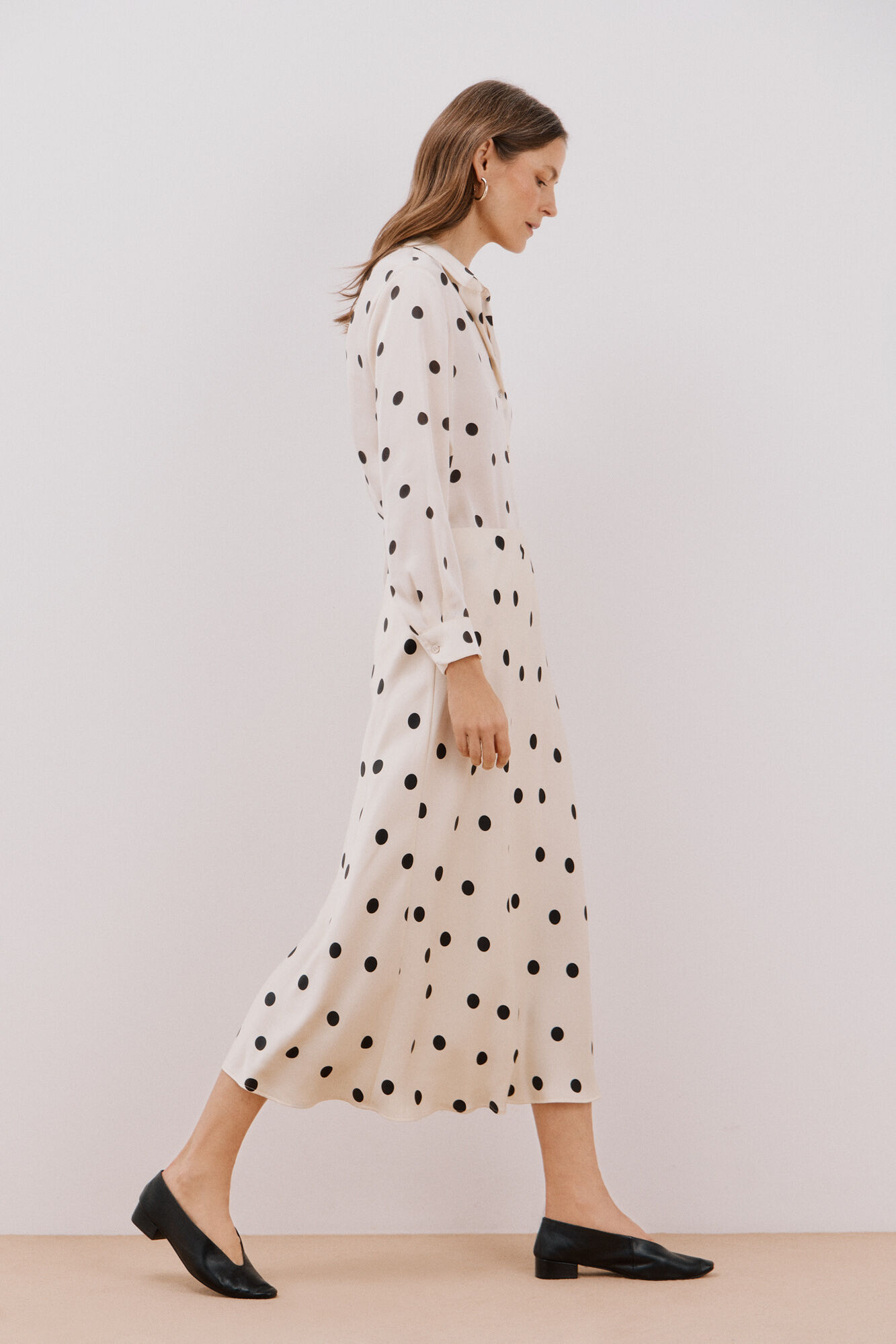 Cortefiel Falda midi satinada estampada