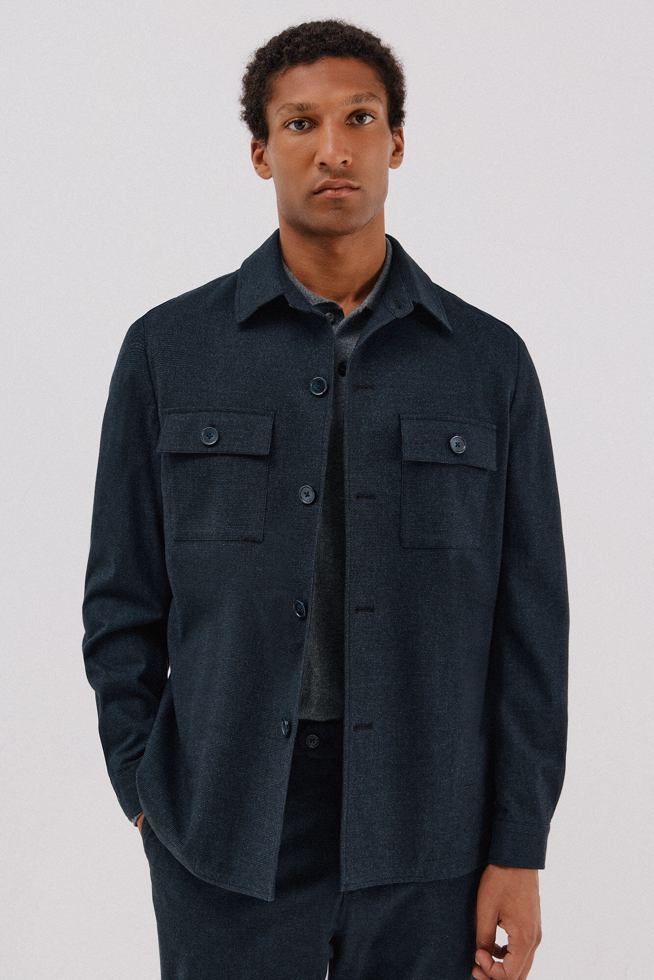 Cortefiel Sobrecamisa microcuadro algod&oacute;n
