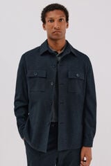 Cortefiel Sobrecamisa microcuadro algod&oacute;n Azul marino