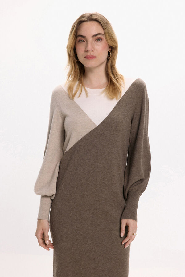 Vila Vestido de malha com viscose Castanho
