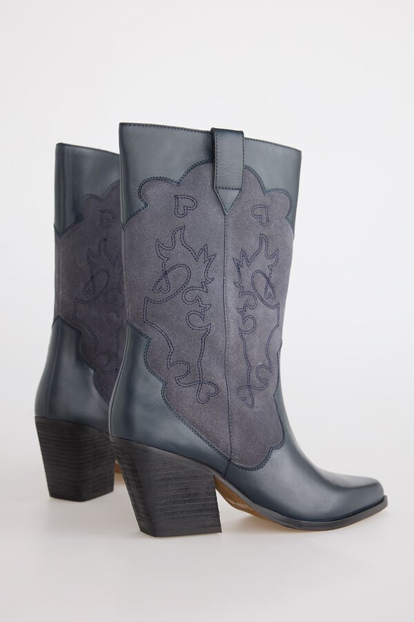 Slowlove Bota piel y serraje Gris