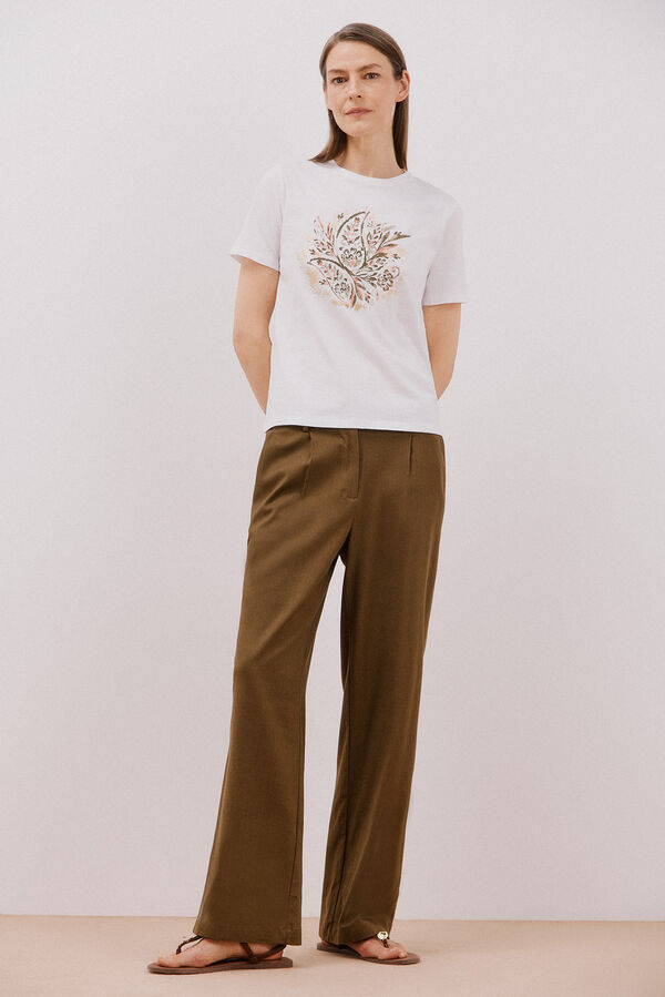 Cortefiel T-shirt estampada Ecru