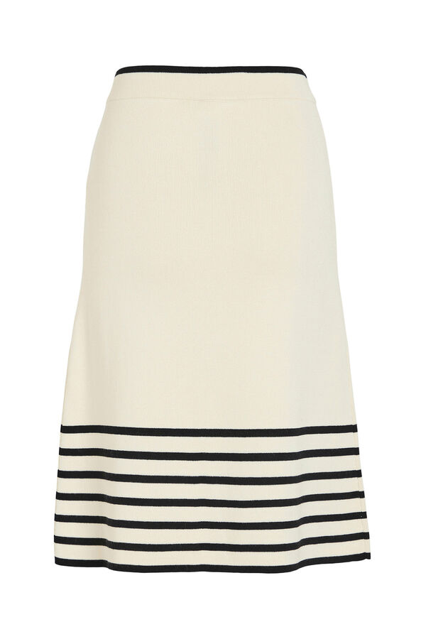 Vila Falda midi de punto con viscosa Beige