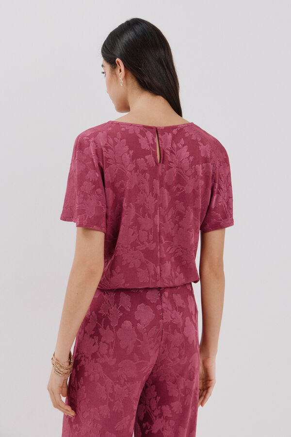 Cortefiel Top de malha jacquard floral Roxo