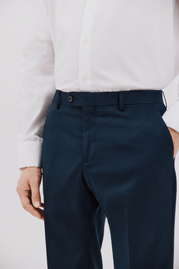 Cortefiel Pantal&oacute;n liso coolmax&reg; Azul marino