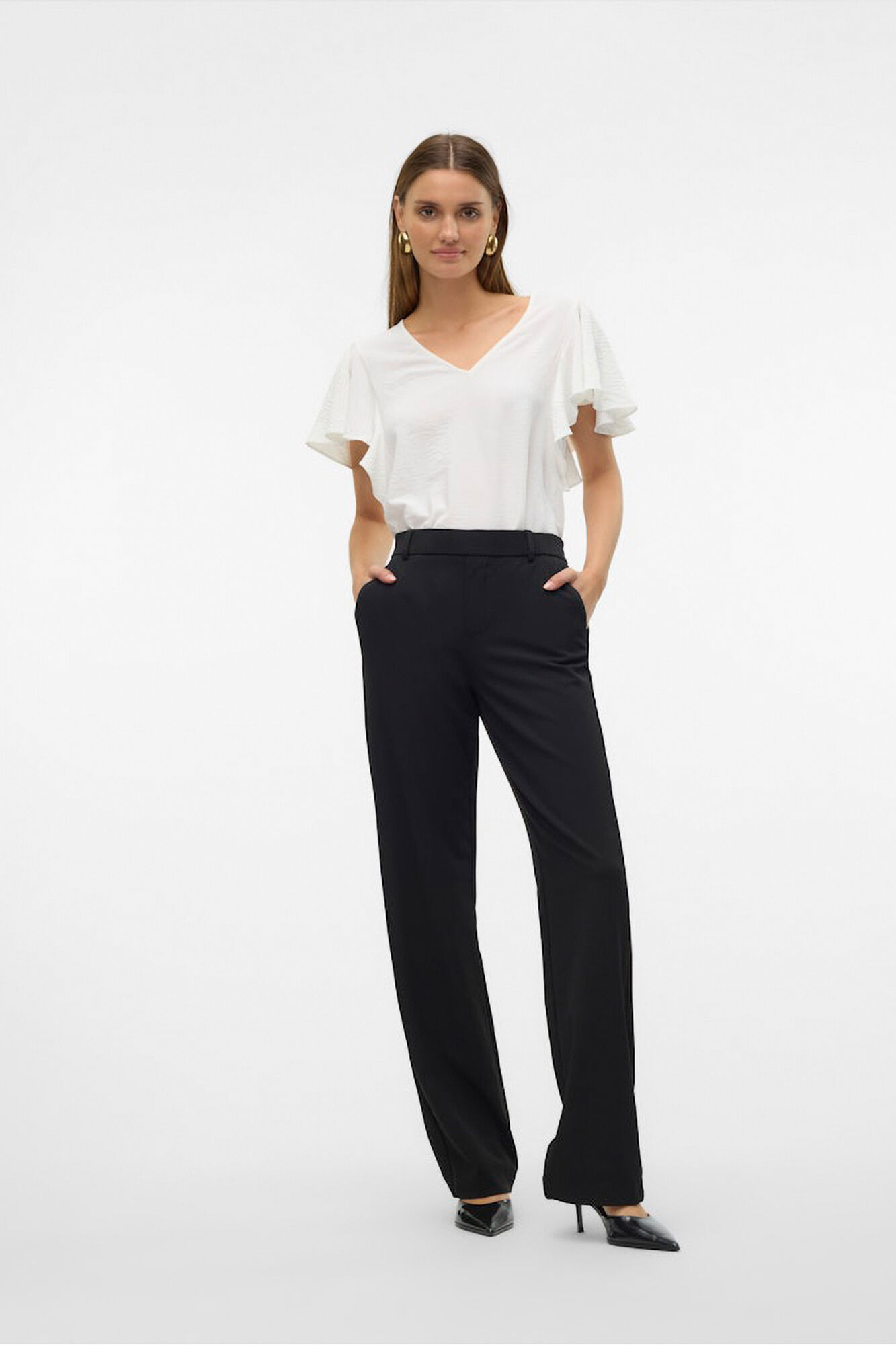 Vero Moda Pantal&oacute;n recto con cintura el&aacute;stica