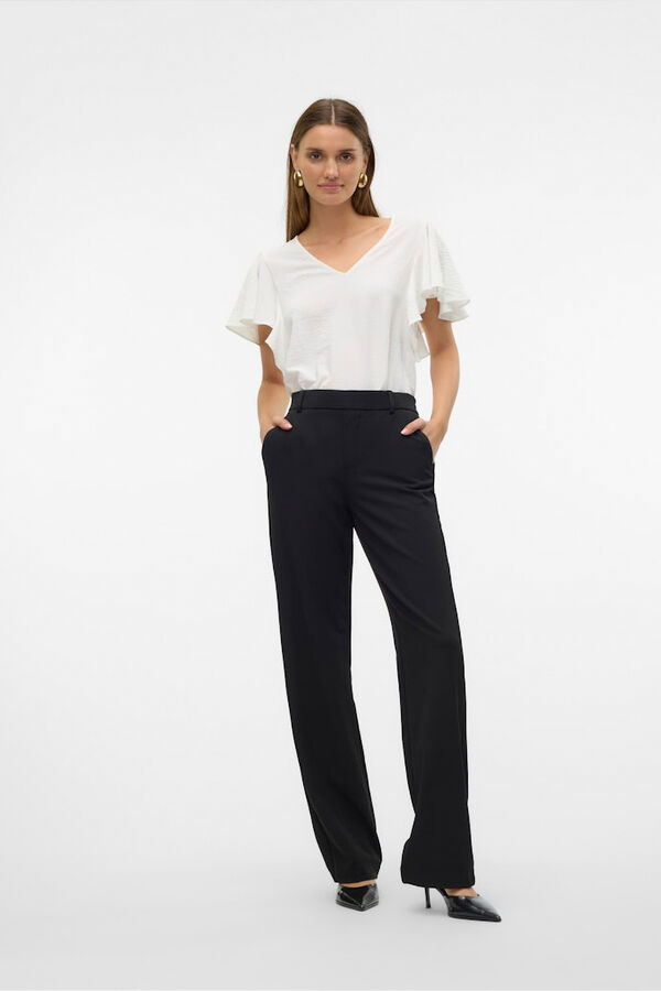 Vero Moda Pantal&oacute;n recto con cintura el&aacute;stica Negro