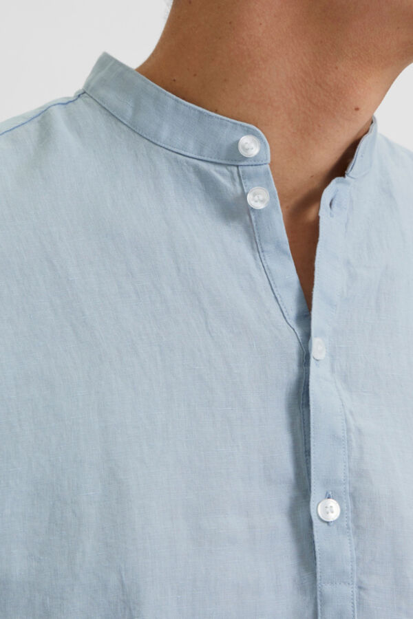 Cortefiel Camisa de manga comprida 100% linho Azul