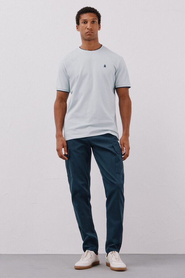 Cortefiel Camiseta com pontas de piqu&eacute; Azul