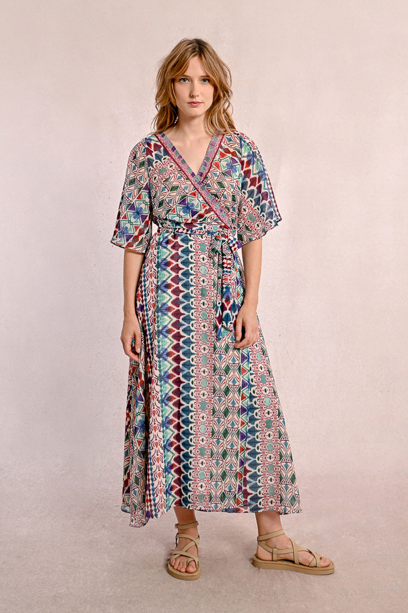 Molly Bracken Vestido comprido com estampado e la&ccedil;ada