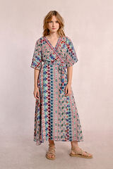 Molly Bracken Vestido comprido com estampado e laçada Multicolorido